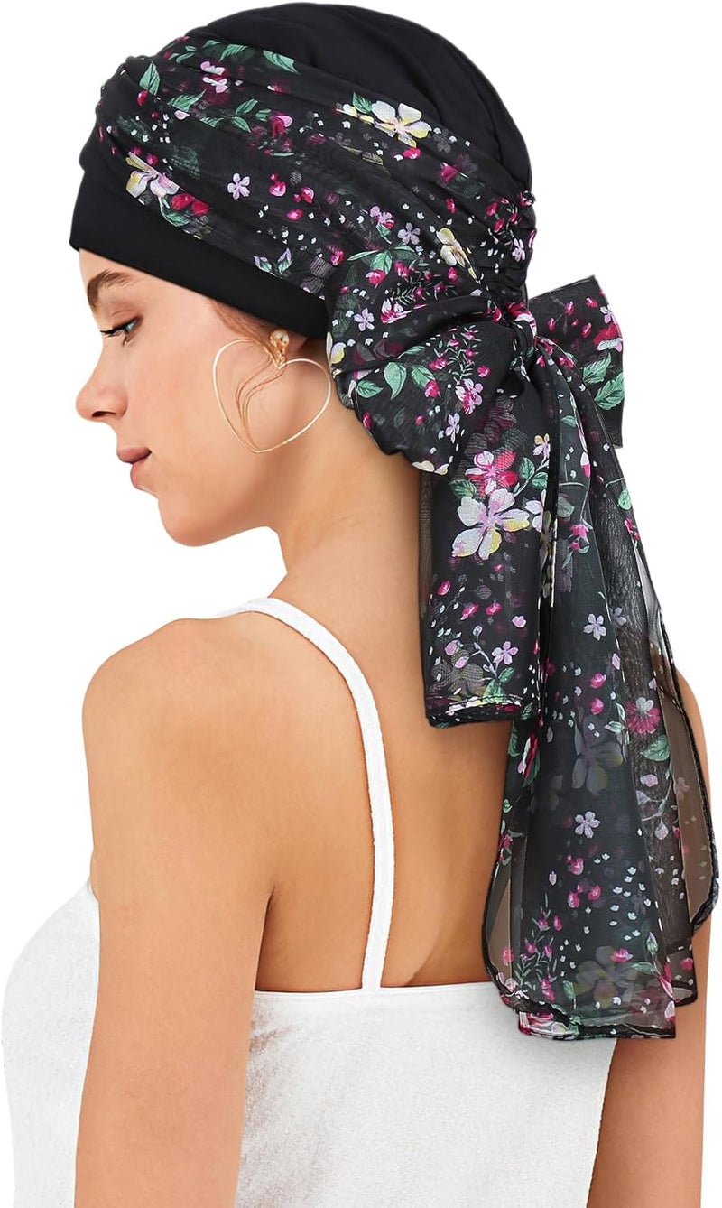 Awefeel Chemo Hats for Women – Extra Long 47" Chiffon Scarf – Soft Cancer Headwear for Hair Loss – Stylish Chemo Caps - Image 3